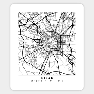 MILAN ITALY BLACK CITY STREET MAP ART Sticker